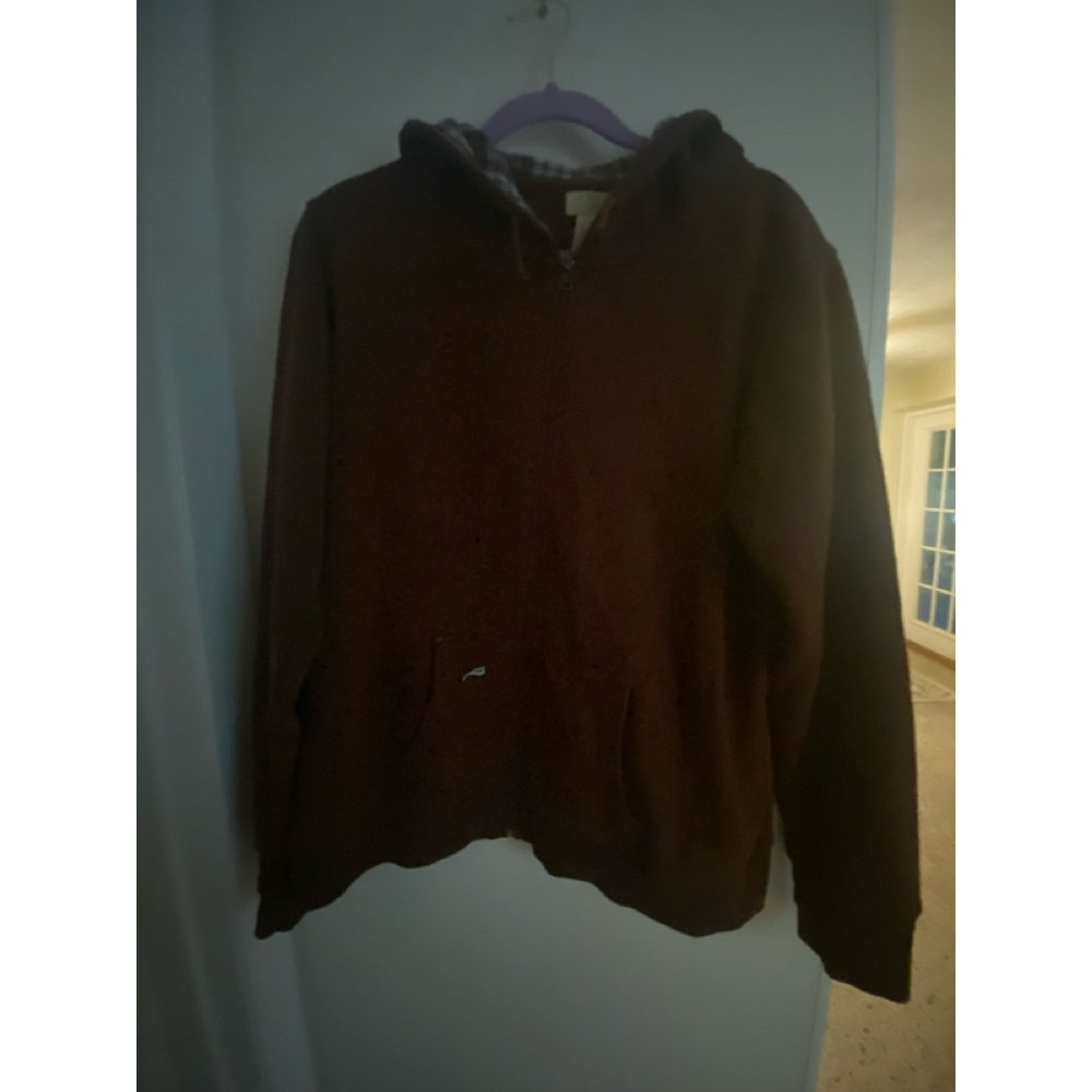 brown and plaid mens zip up